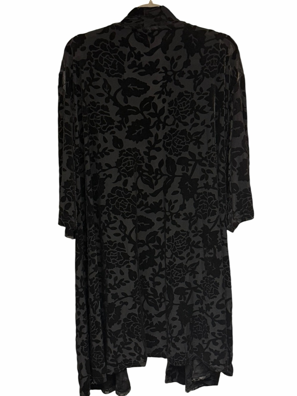 ModCloth Black Burnout Velvet Floral Kimono Duster Goth Whimsigoth Luxe 1X/2X - Picture 6 of 10
